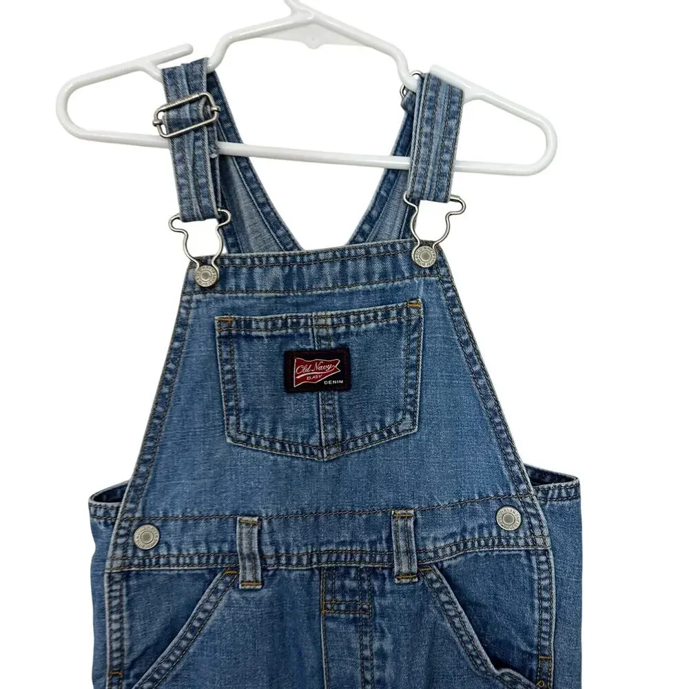 Old‎ Navy Baby Denim Overalls Size 5T Blue Adjustable Pockets 100% Cotton Unisex